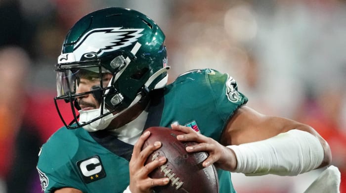 Eagles quarterback Jalen Hurts would almost certainly be a top-10 draft pick if he were selected today.